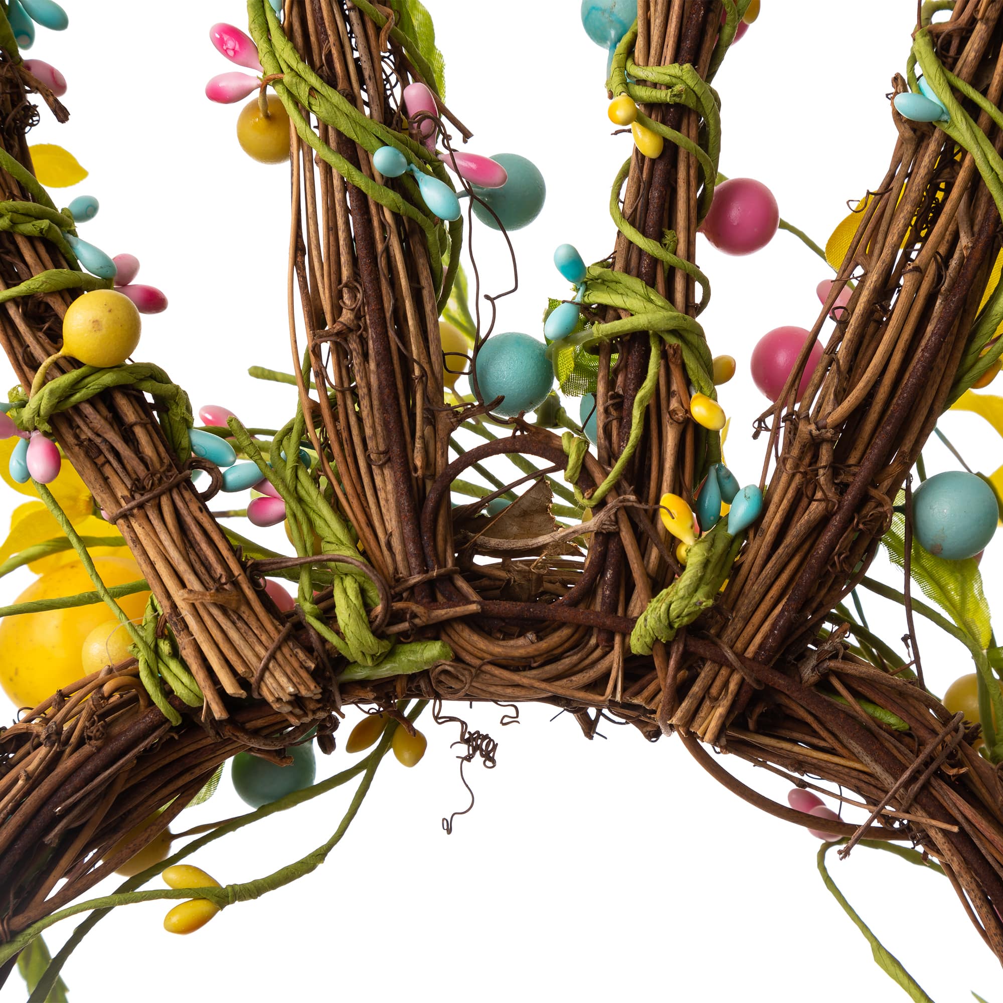 Glitzhome® 25" Easter Bunny Shaped Wreath with Eggs & Satin Ribbon Bow